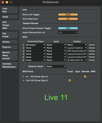 live 11 MIDI prefs